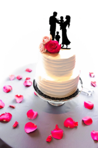 wedding cake, flowers, petals